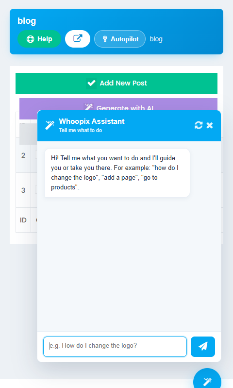 WPIX AI mobile blog editor